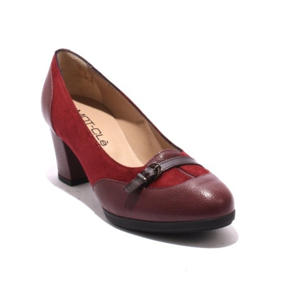 ITALIAN Burgundy Suede Leather Patent Heel Pump